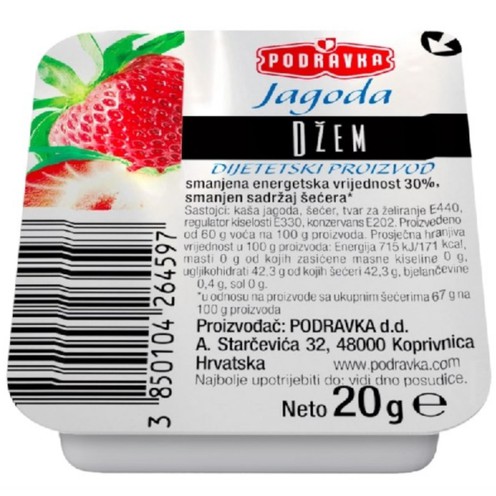 Džem jagoda niskokaloričan Podravka 20 g