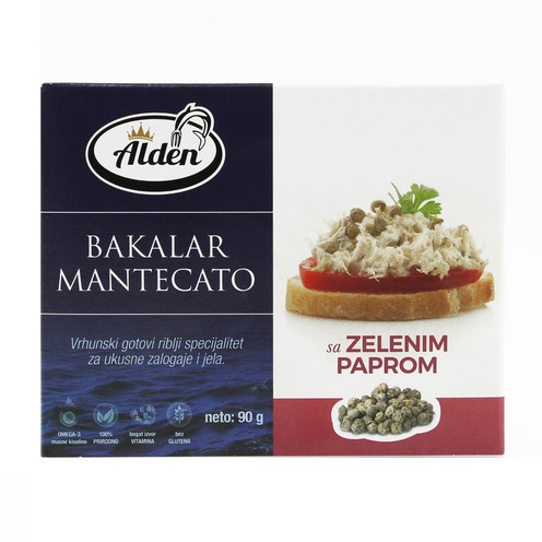 White whisked mantecato cod spread with pepper 90 g