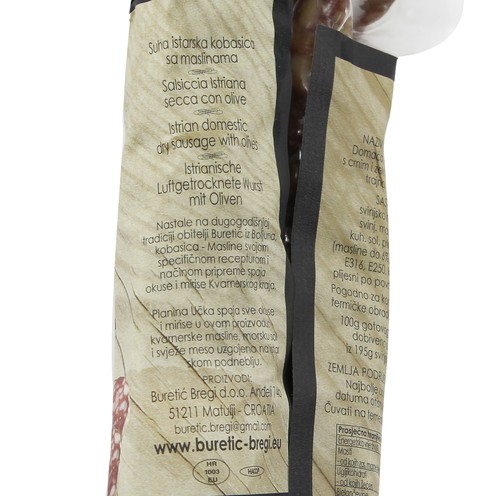 Trockene istrische Wurst mit Oliven 167 g