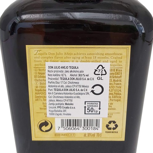 TEQUILA DON JULIO ANEJO 0,7L 38%