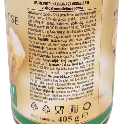 Rial dog food chicken and vegetables 405 g