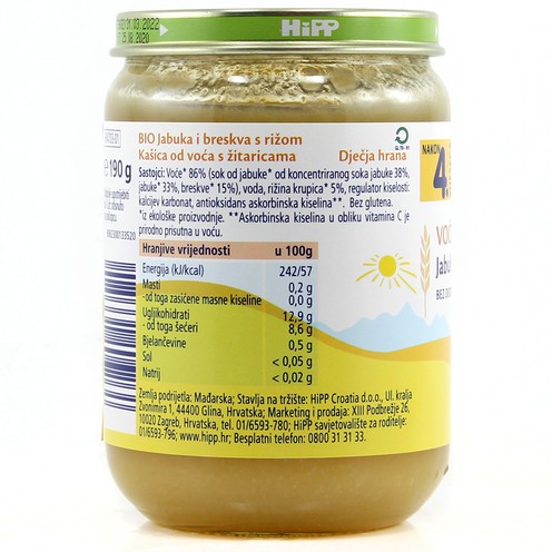 Hipp jabuka i breskva s rižom 190 g