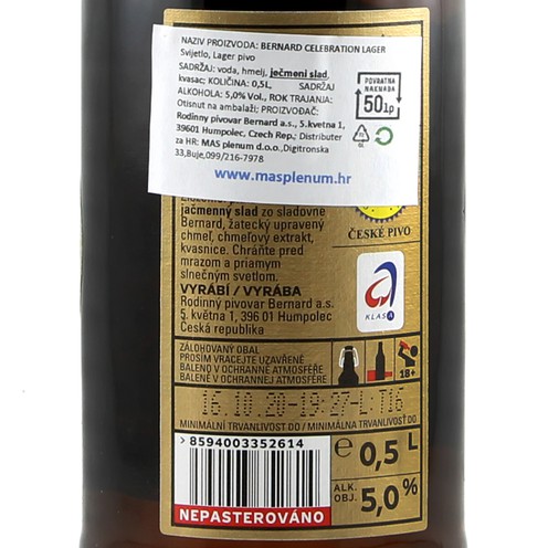 Pivo Bernard Celebration Lager 0,5 l