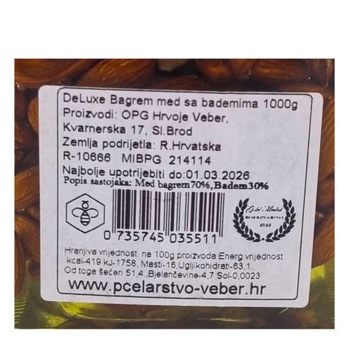 Delikatesni med s bademima 1 kg