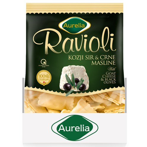Raviolli mit Ziegenkäse und schwarzen Oliven 250 g
