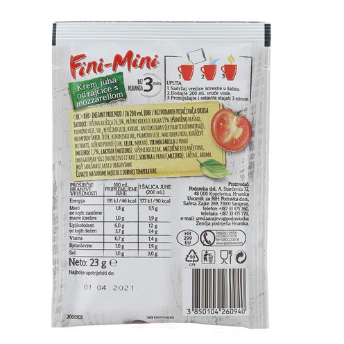 Fini-Mini krem juha rajčica i mozzarella 23 g