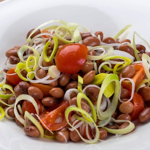 Bohnensalat mit Mini Tomaten und Lauch für 2 Personen (500 g)